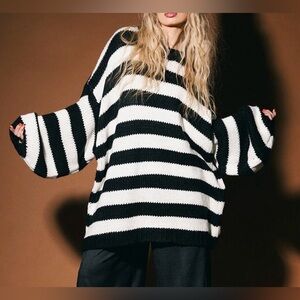 Dressed in LALA Jailbird Striped Chunky Knit Sweater size 2X/3X